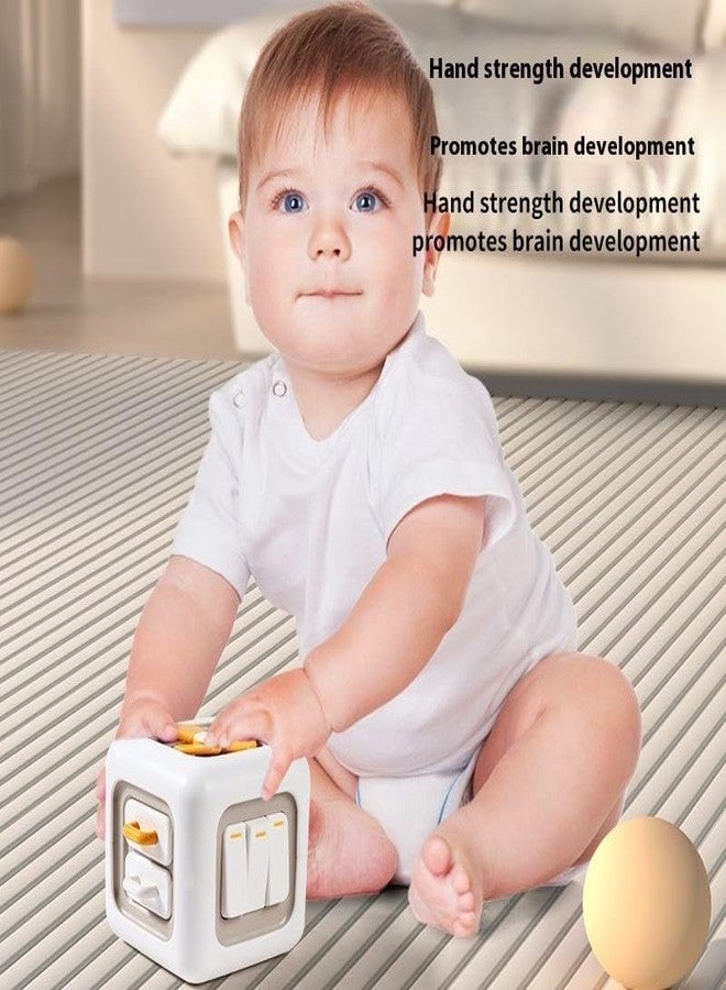 PRYFIL Montessori 6-in-1 Educational Activity Cube, White and Yellow Interactive Sensory Learning Block, Development Toy for Infants and Toddlers - Image 4